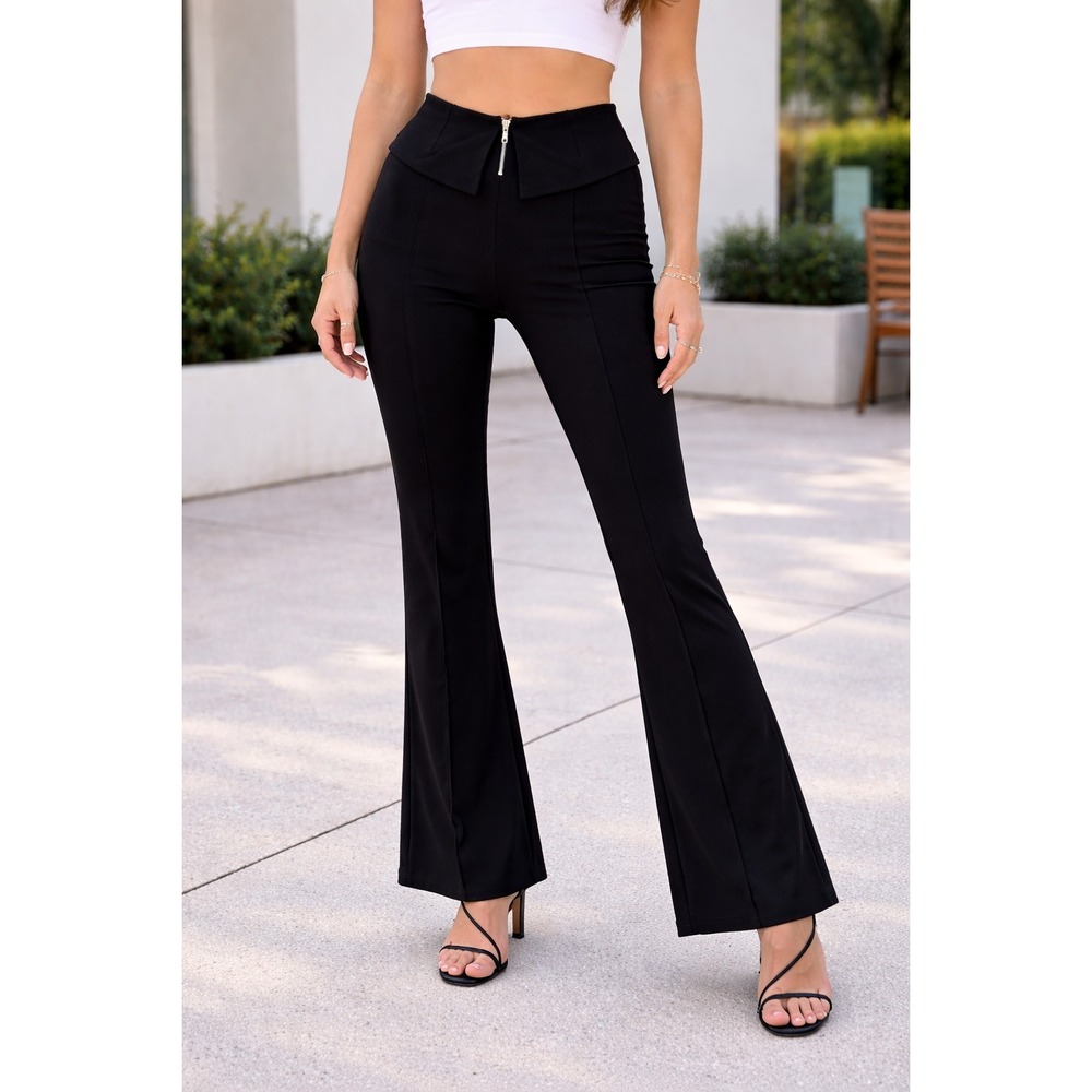 Zara Women's Black Peplum‎ Style Flared Bell Bottom Black pants Stylish NEW sz S